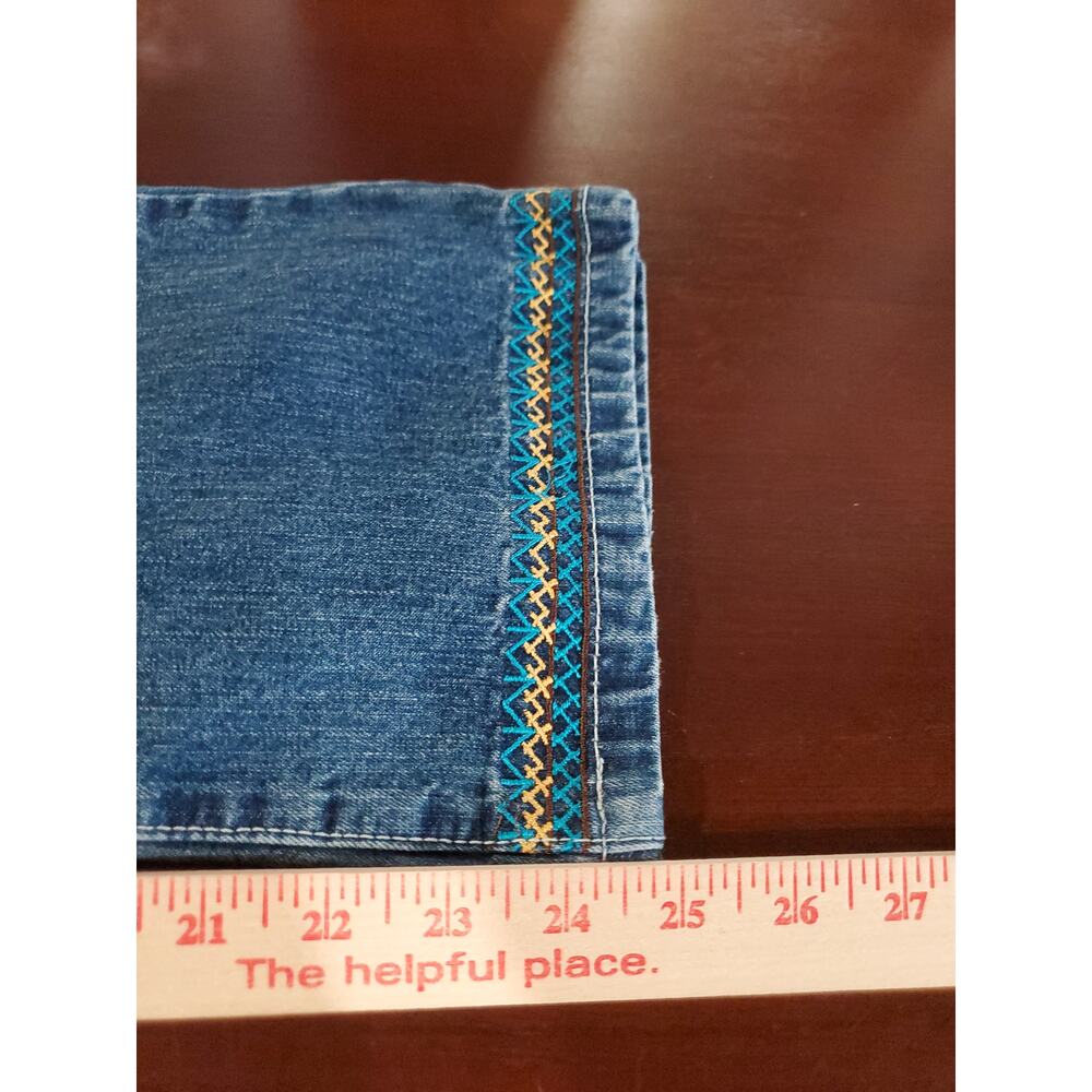 Vtg Jordache Embroidered Flare Hippie Jeans Girls Size 8 Boho 90s Y2K Cotton - Picture 9 of 9